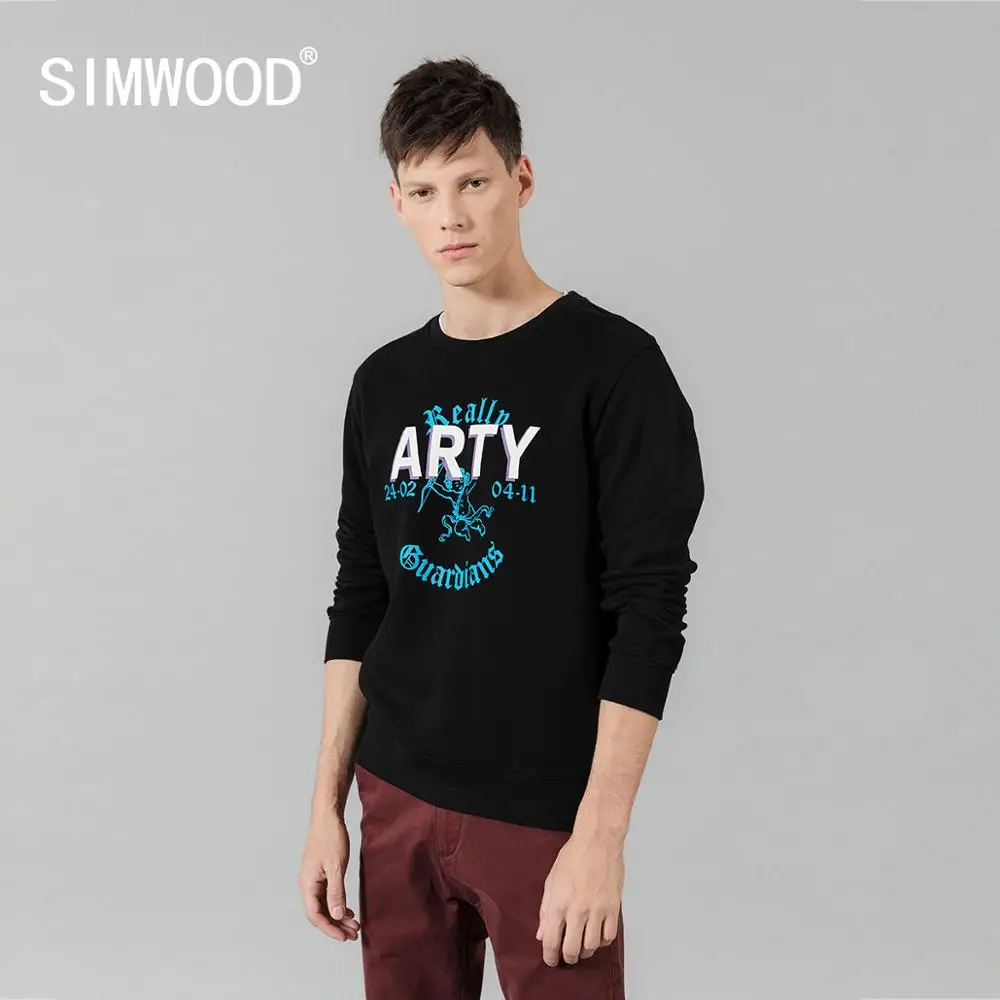 SIMWOOD 2021 Осень Зима Новый Принт толстовки с круглым вырезом повседневные высокого