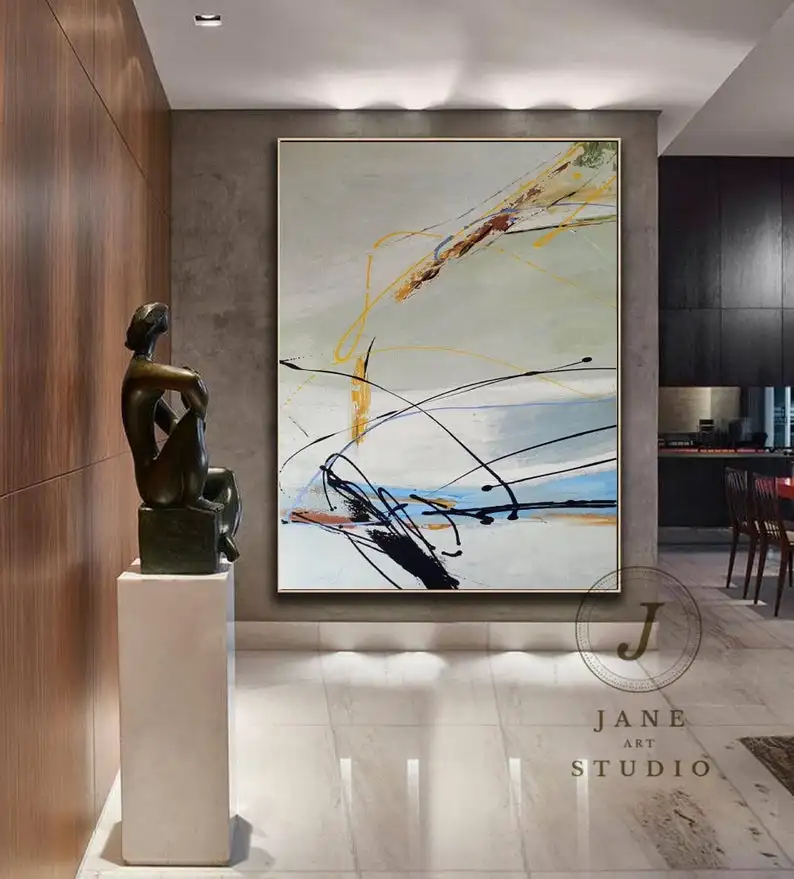 

Large Abstract Painting Original Minimalist Abstract Painting Blue Painting Yellow Painting Original Abstract Painting art Wall