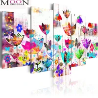 mooncresin5pcsset diamond painting 5d flowers full drill square diamond embroidery butterfly multi picture