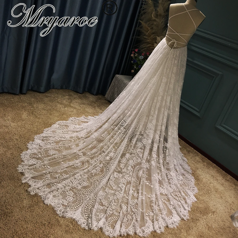 Mryarce Spitzen-Brautkleid im A-Linien-Stil, sexy Brautkleid mit Rückenausschnitt – Detail 12