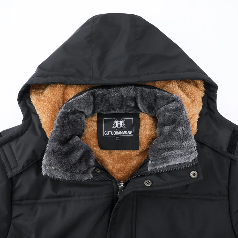 2019 зимняя теплая куртка Мужская свободная длинная с капюшоном кашемировая