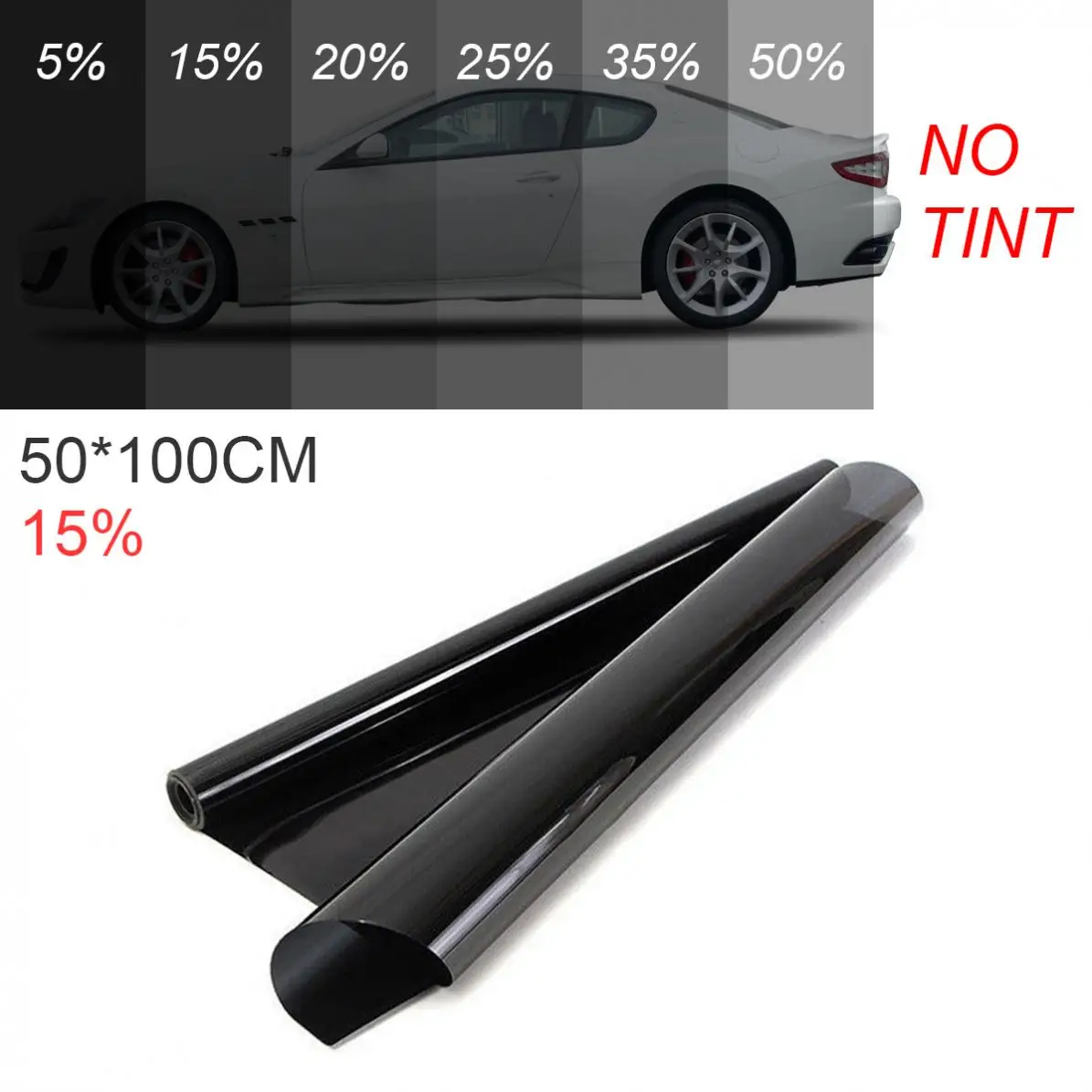 

15% Translucent 50 x 100CM PVC Thickening Car Curtain Windshield Sun Shade UV Protection Side Window Film VLT Solar Sticker