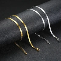 vnox 4mm length adjustable flat snake chain choker for women stainless steel necklaces elegant street wear jewelry