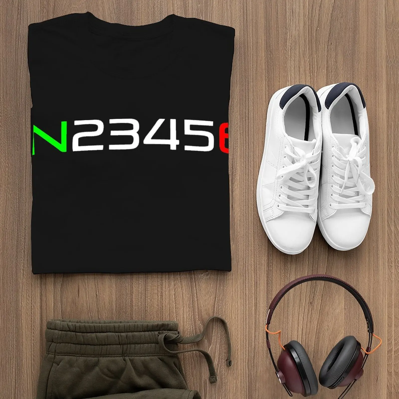 1N23456 футболка с буквенным принтом коротким рукавом классическая мужская из 100