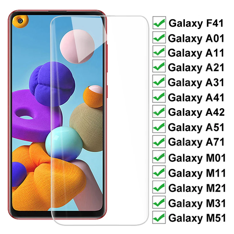 9H HD закаленное стекло для Samsung Galaxy F41 A42 M51 M31 M21 M11 M01 защита экрана A01 A11 A21 A31 A41 A51 A71