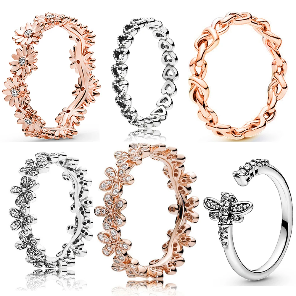 

Новое поступление 2021, серебро 925 пробы, сверкающие маргаритки, цветочные кольца корона для женщин, ювелирные изделия для помолвки, Подарок н...