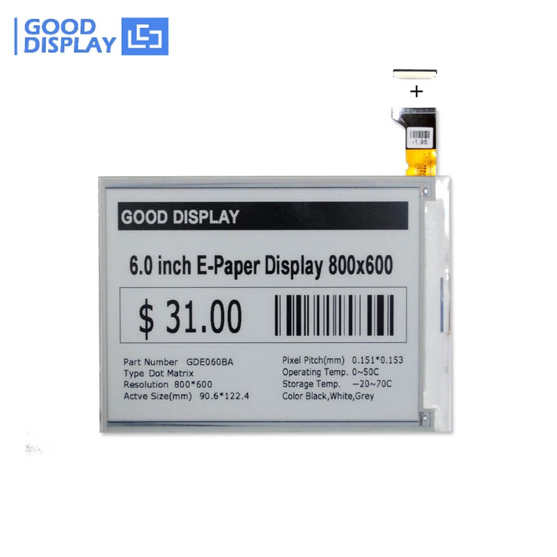 6 дюймов HD Интерфейс высокой разрешающей способностью e-ink дисплей e ink epaper