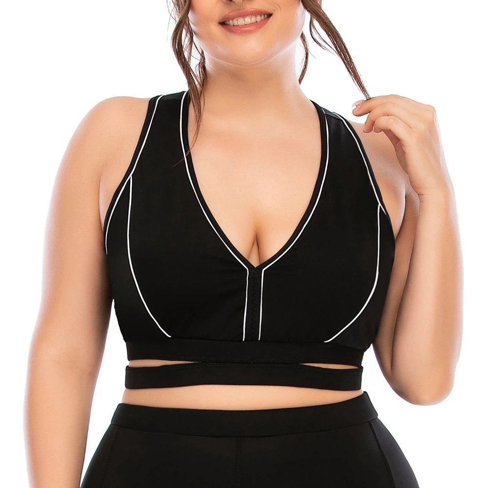 

Wide Shoulder Strap Sports Bra For Women Fitness Tank Top High Elastic Breathable Plus Size