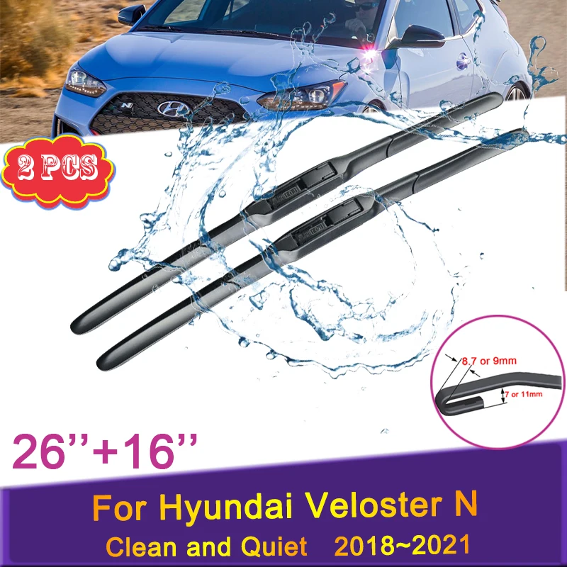 

Car Front Wiper Blades for Hyundai Veloster N 2018 2019 2020 2021 Windshield Frameless Silent Rubber Snow Scraping Accessories