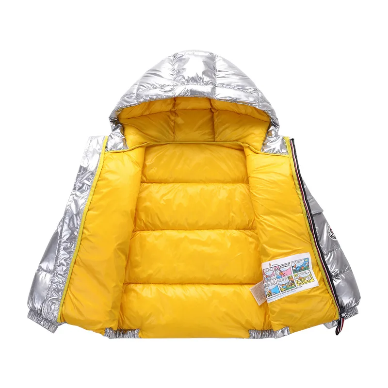 Однотонное Детское пальто для отдыха на белом утином пуху детей от 2 до 12 лет