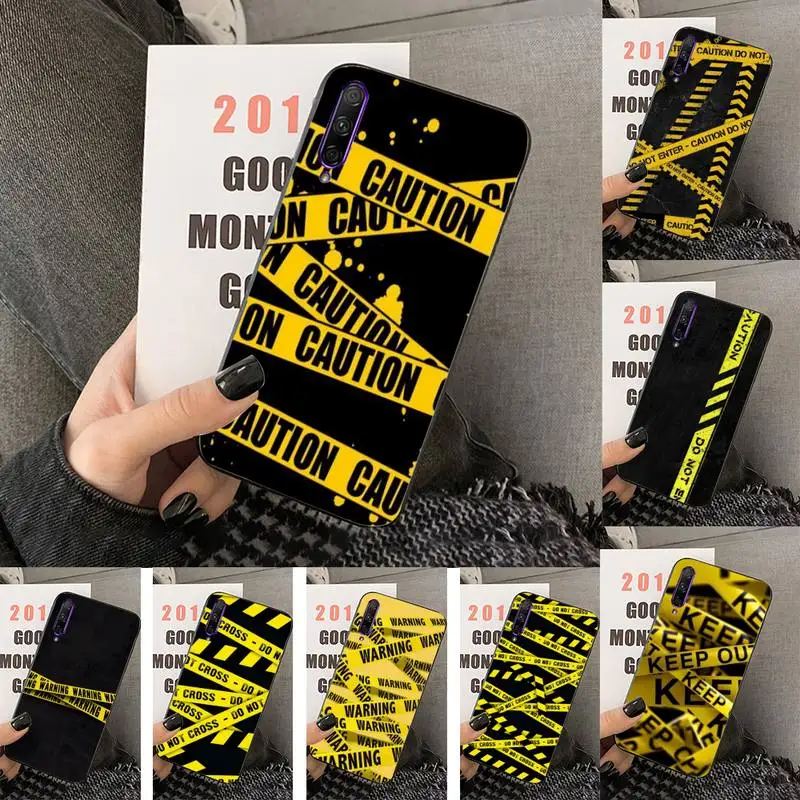 

Off Yellow Warning Phone Case For Huawei Y5 Y62019 Y52018 Y92019 Luxury funda case for 9prime2019