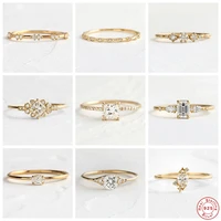 aide 925 sterling silver gold square zircon crystal rings for women luxury oval round rhinestone wedding engagement slim ring