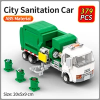 diy sanitation vehicle building blocks car model toy city service garbage truck kids bricks construction toys for children gifts