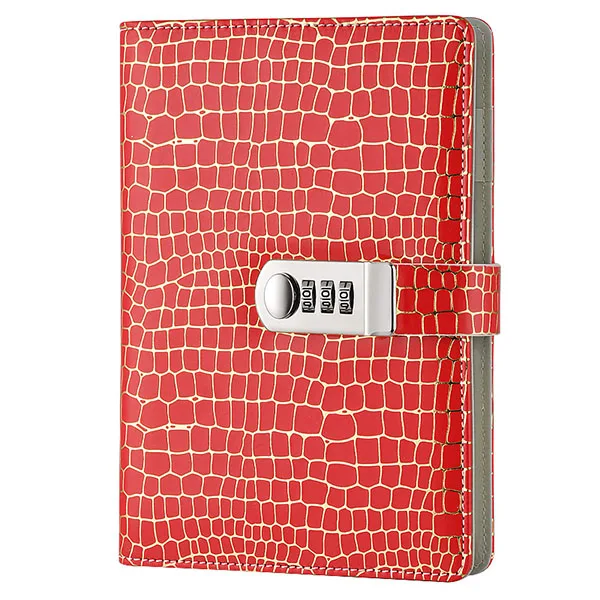 red Кожаный дневник, блокнот с кодом блокировки, бизнес, винтажный дневник, блокнот в мягкой обложке, 80 листов, канцелярские товары, поставки, подарок - Цвет: red