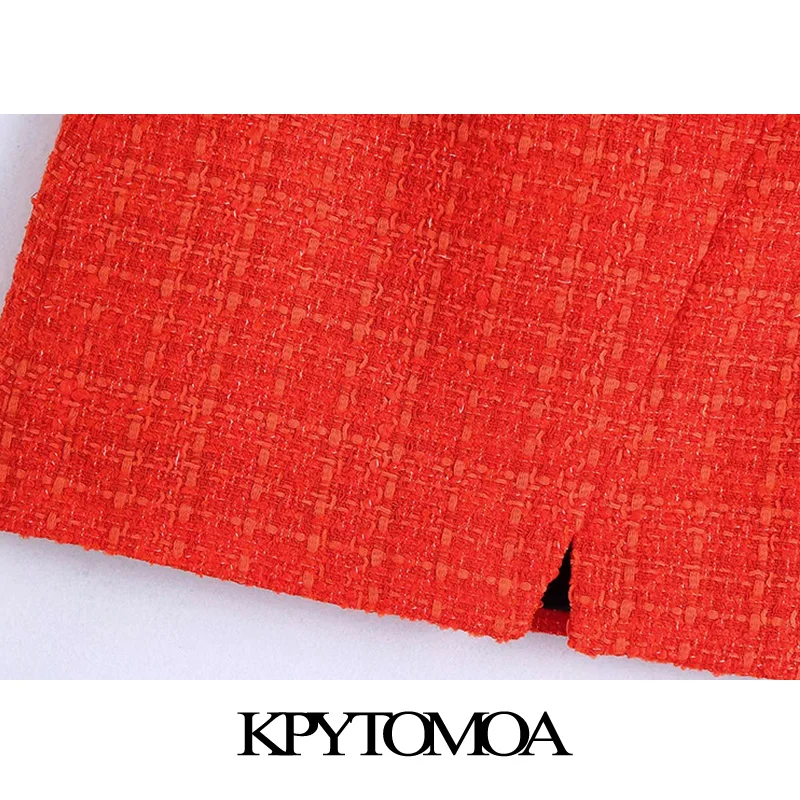 Модная женская твидовая мини-юбка FAKUNTN с принтом подкладкой и передним разрезом