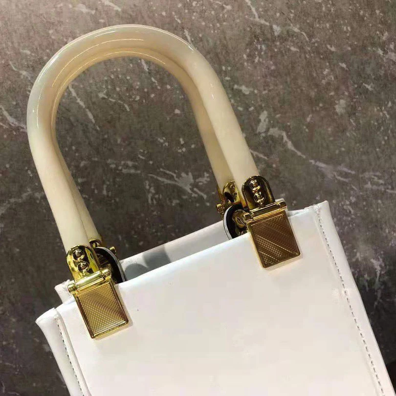 

With Logo Casual Mini Handbag One Shoulder Messenger Bag Bags for Women High Quality Genuine Leather Plexiglass Portable Tote