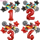 Набор воздушных шаров 6 шт.компл. из фольги с цифрами мотоцикла, украшения для дня рождения мальчиков, детский праздник, гоночный автомобиль, баллон гелия, детский подарок