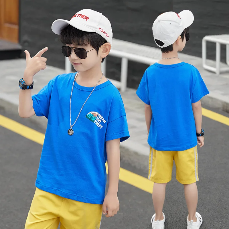 Hot Sale Spring Summer Kids Clothes Suit Baby Boys T-Shirt+ Shorts 2pcs/Set Kids Teenage Top Sport Children's Day Gift Formal