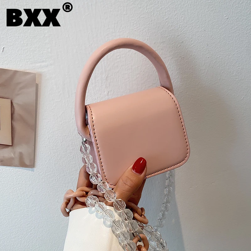 

[BXX] Simple Solid Color PU Leather Crossbody Bags For Women 2021 Summer Branded Shoulder Bag Trending Luxury Hand Bag HS456