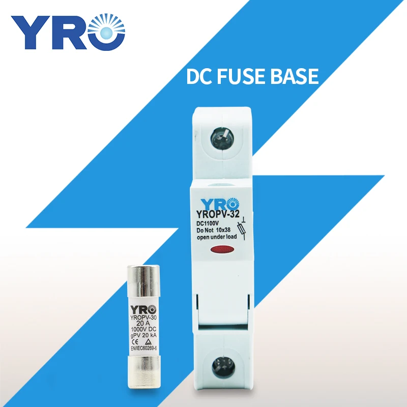 

DC 1P 1000V PV Solar Fuse Fusible 10x38MM gPV with LED Fuse Holder for Solar PV System Protection YROPV-32