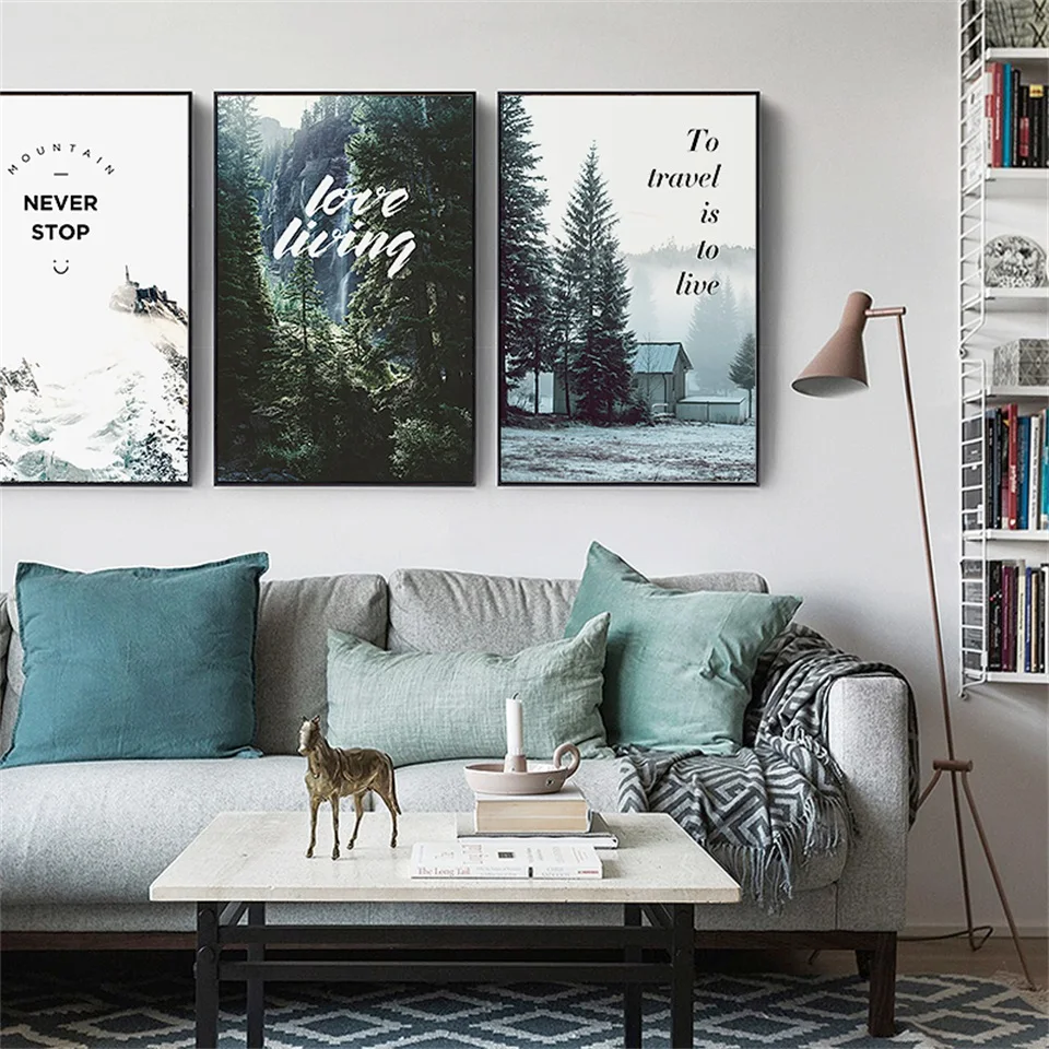 

Nordic Forest Poster Seascape Wall Art Nature Canvas Painting Quote Wall Art Pictures For Living Room Modern Decorative Prins