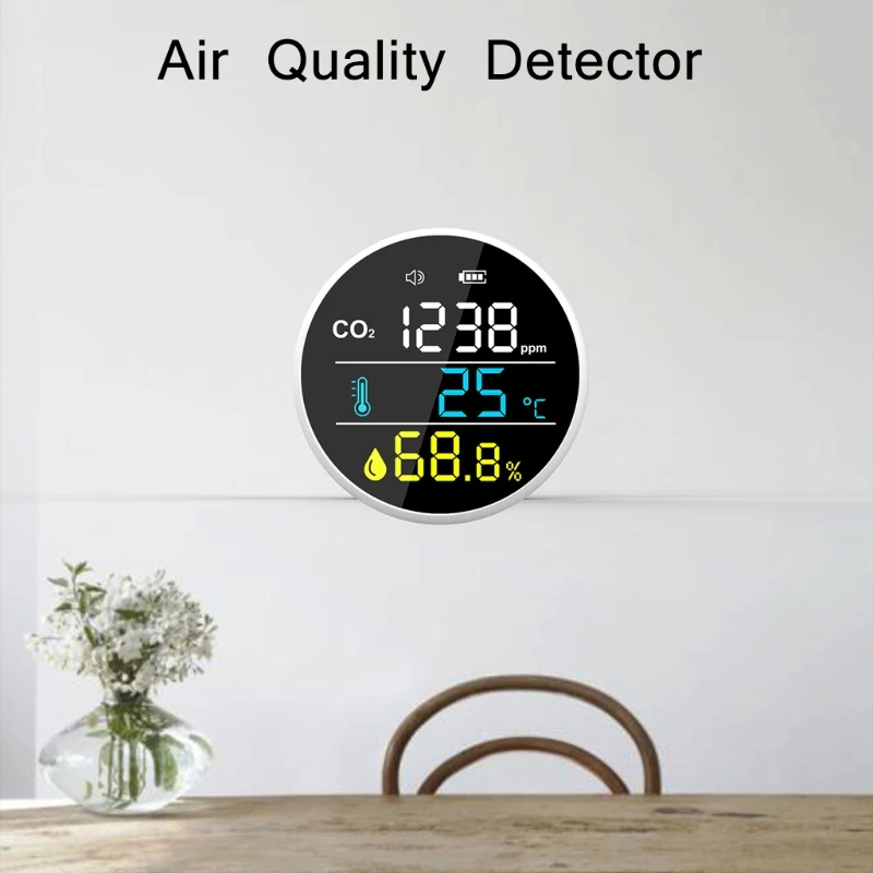 

CO2 Detector Carbon Dioxide 400-5000ppm Air Quality Tester for CO2 Real-Time Data with Alarm Set for Greenhouse, Room, Hospitals