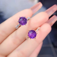 black angel new firework cut gemstone imitation amethyst ring temperament purple crystal adjustable ring for women fine jewelry