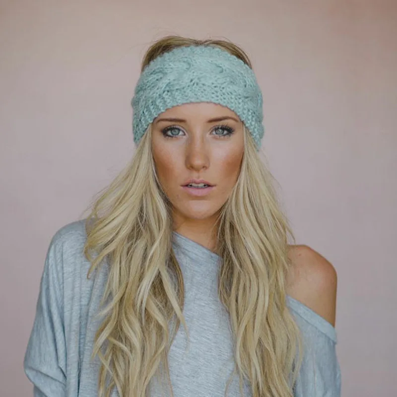 Вязаная повязка на голову 24 цвета шерстяная вязаная для волос Зимняя Теплая