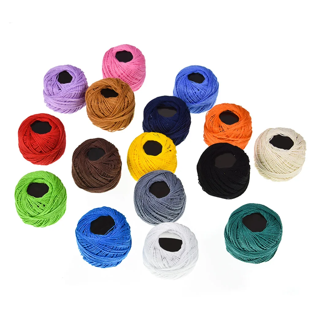 Ovillos de hilo de algod&oacute;n para ganchillo, punto de cruz, bordado a mano, 2 unidades, 16 colores-0