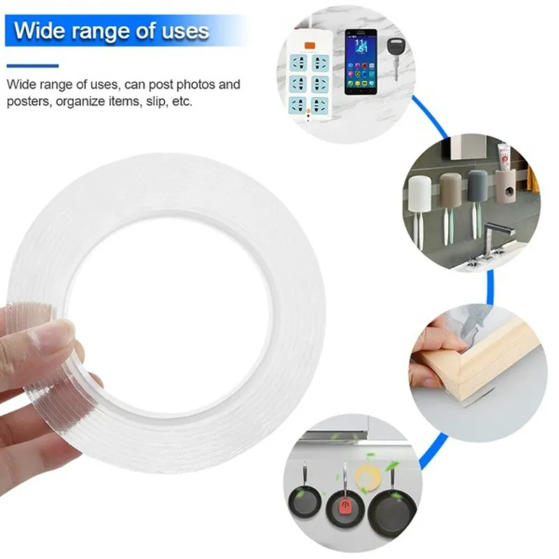 

2M Nano Magic Tape Double Sided Tape Transparent No Trace Acrylic Reuse Waterproof Adhesive Tape Cleanable Magic-Tape Cleanable