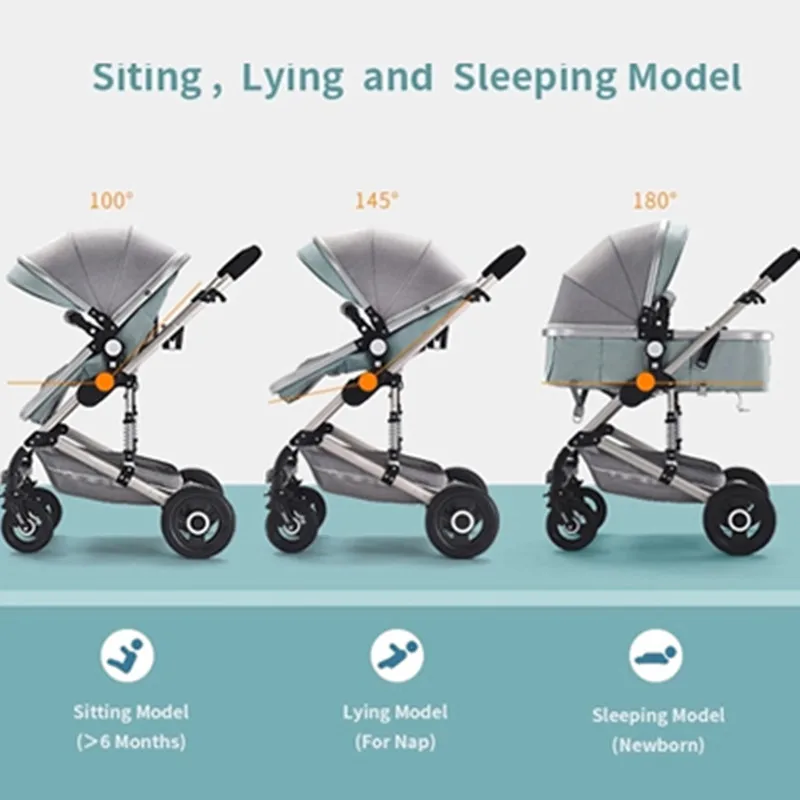 Детская коляска с автомобильным сиденьем 3 в 1 люлька высоким Landscope складная для