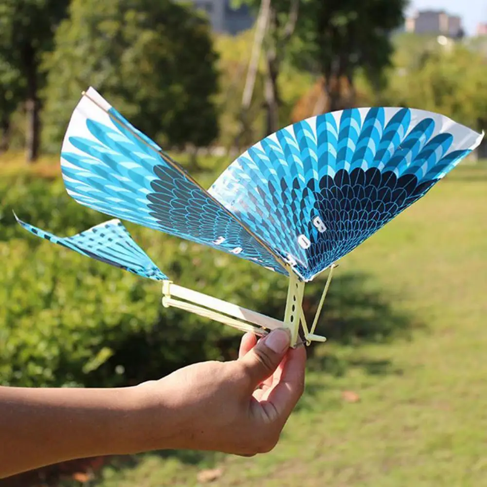 

Blue Bird Kite Elastic Rubber Band Powered Flying Birds Kite Interactive Outdoor Toy Gift For Kids U9s2