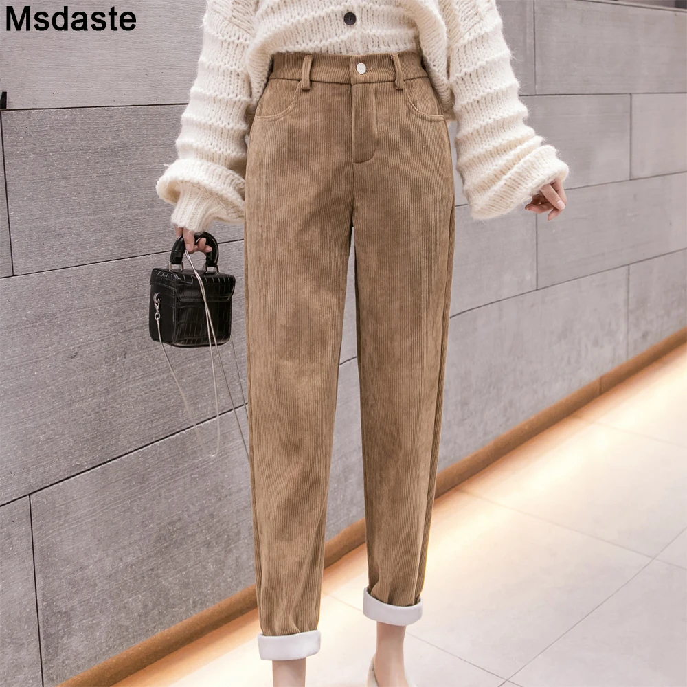 

Corduroy Harem Pants For Women New Autumn Winter High Waist Loose Solid Casual Female Pants Warm Fall Wear Young Ladies Trousers