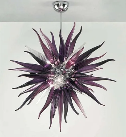 

Contemporary Dark Purple Color Crystal Chandelier Round Murano Glass LED Chandelier Lighting Fixture
