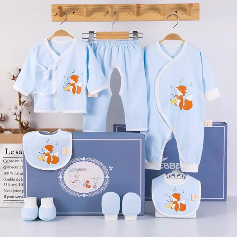 9 Pcs/set Newborn Baby Girl Boy Clothes Infant Rompers Blanket Accessories Cotton Babt Clothing Outfits Suit Spring Autumn | Детская