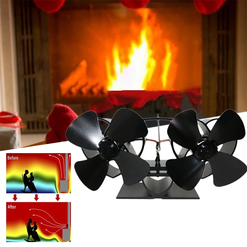 

Double Motors Wood Stove 8-Blade Small Size Fan,Silent Heat Warm Power Powered Fire Eco Stove Fan,Hot Dynamic Wood Stove
