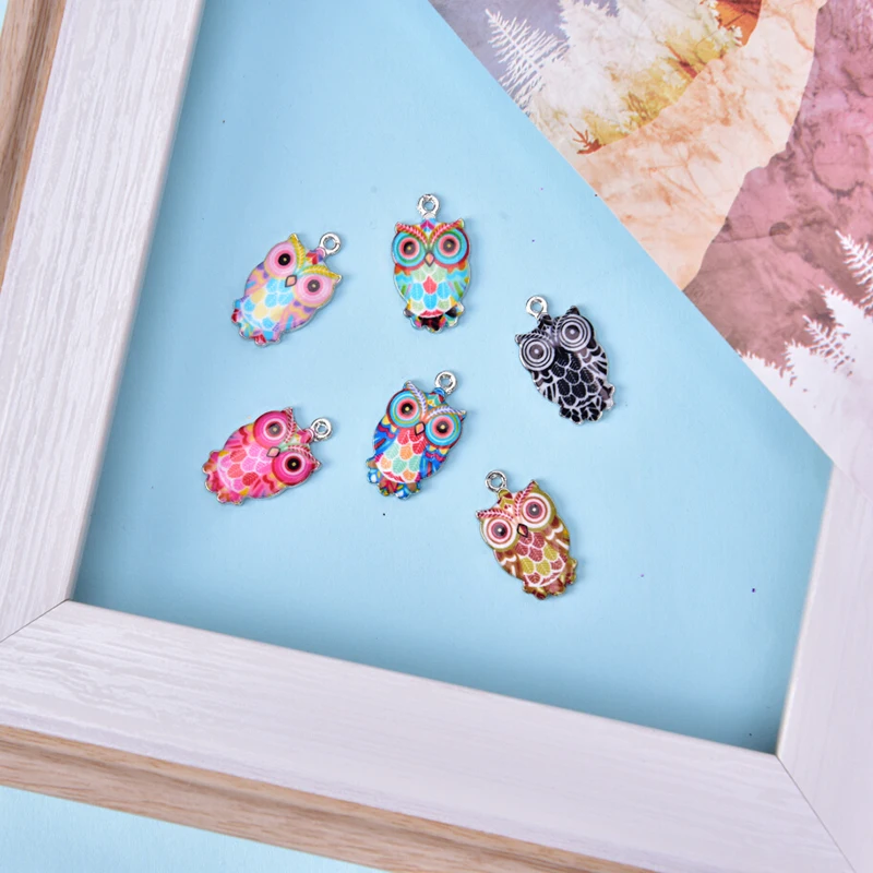 

2/6Pcs Enamel Animals Owl Charms For Bracelet Necklace Jewelry Making DIY Findings Jewelry Gift Craft Alloy Owl Charms Hot