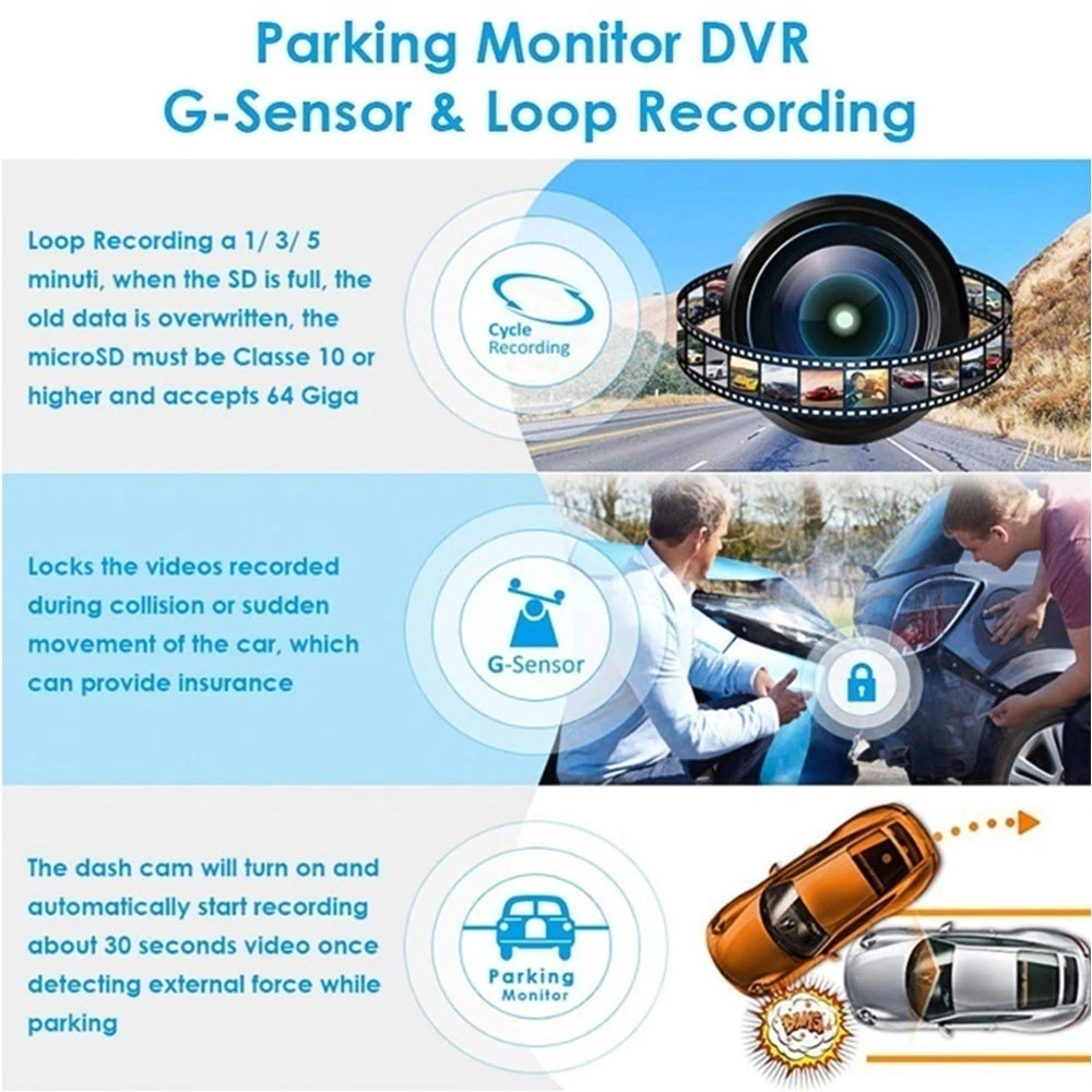 

Car DVR 7 Inch Rearview Mirror Driving Recorder 1080P Touch Screen Dual Lens night vision Parking Monitoring Car Dash Camera