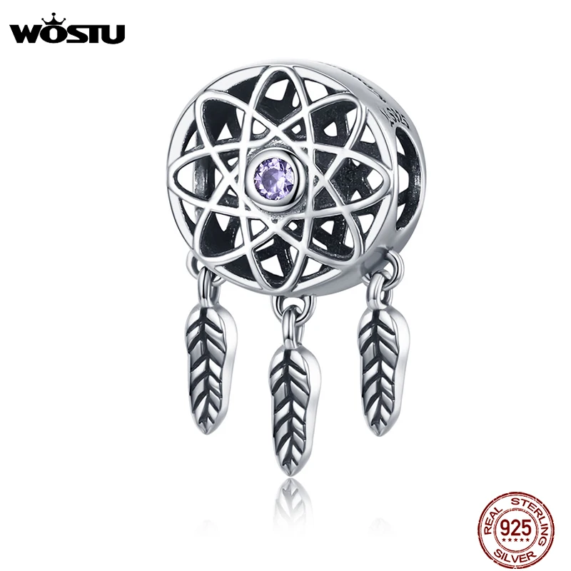 Браслет WOSTU CQC330 из 100% стерлингового серебра 925 пробы с бусинами в виде Ловца снов |