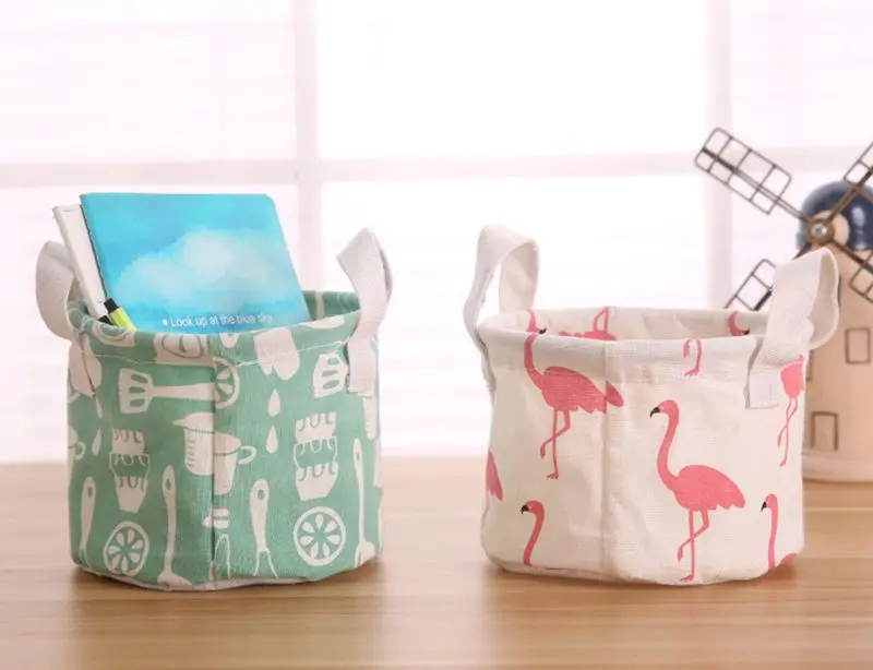 Корзина для хранения DIY рабочего стола для Складывания Белья игрушки коробки для хранения нижнее белье косметический Органайзер для белья корзина 17x14 см S08