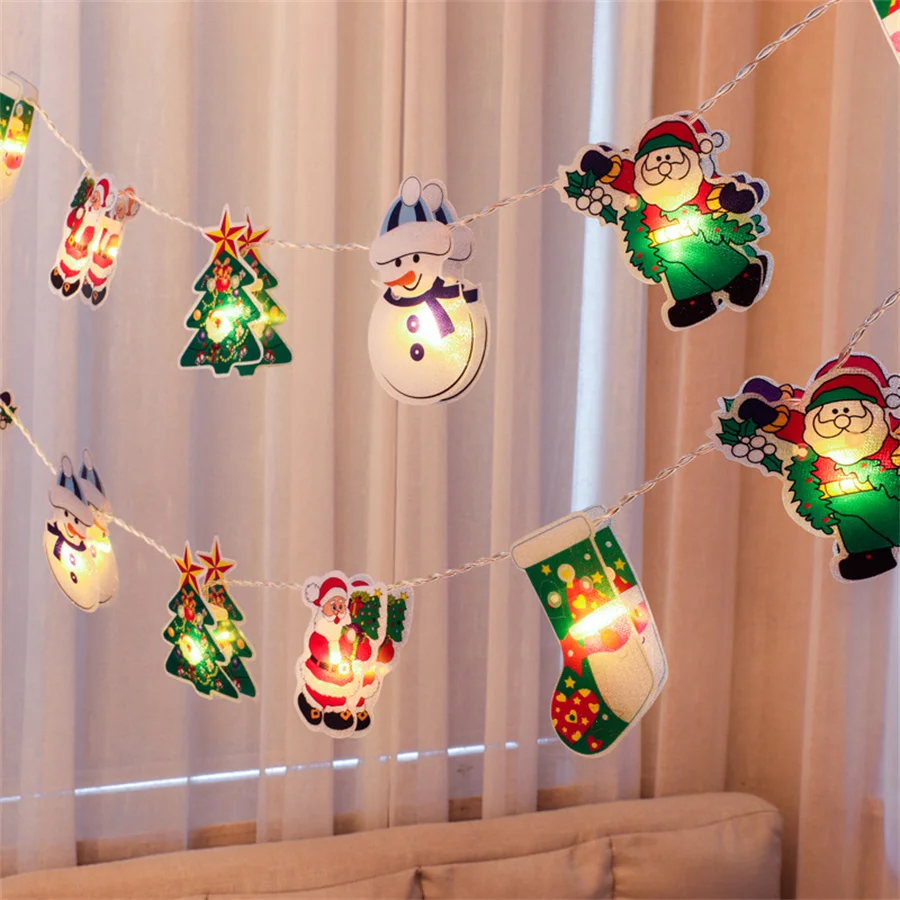 

10/20 LED Christmas String Light Xmas Tree Snowman Santa Claus Fairy Light Battery Operated For Christmas Tree Lawn Patio Decor