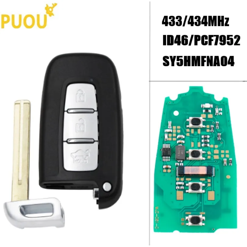 3 кнопки дистанционного смарт ключа 433 МГц ID46 для HYUNDAI Elantra Genesis Veloster Equus Tucson Sonata Azera