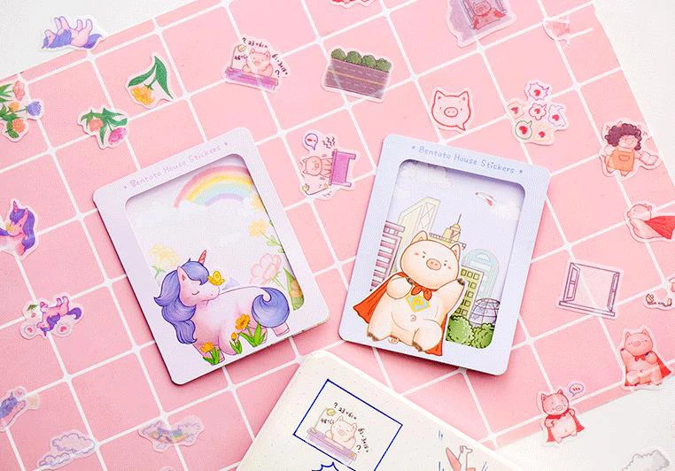 40 шт./упак. Kawaii животное Пингвин Оттер собака кошка Единорог лиса DIY декоративные этикетки для скраббукинга альбом канцелярские принадлежности для наклеек