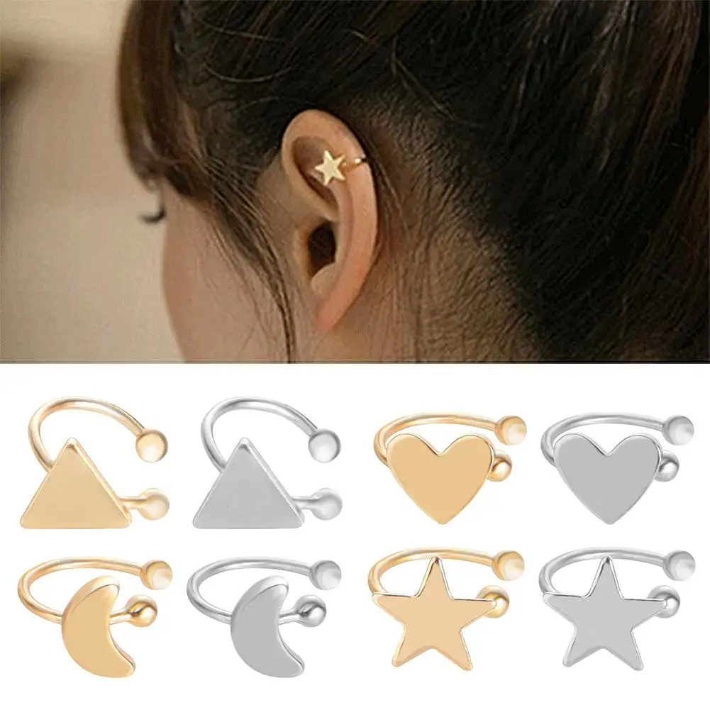 

HOT SALES!!! Korean Style Heart Star Triangle Moon Ear Cuff Clip-Ons Earrings Girls Jewelry Wholesale Dropshipping New Arrival