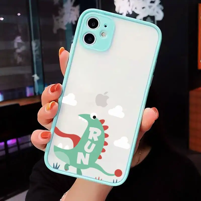 

Creative cute dinosaur Phone Cases Matte Transparent for iPhone 7 8 11 12 s mini pro X XS XR MAX Plus cover funda