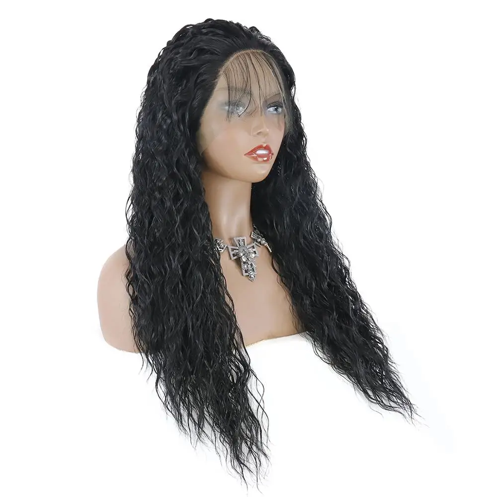 13x4 женский парик с синтетическим кружевом спереди Длинный свободный вьющийся из