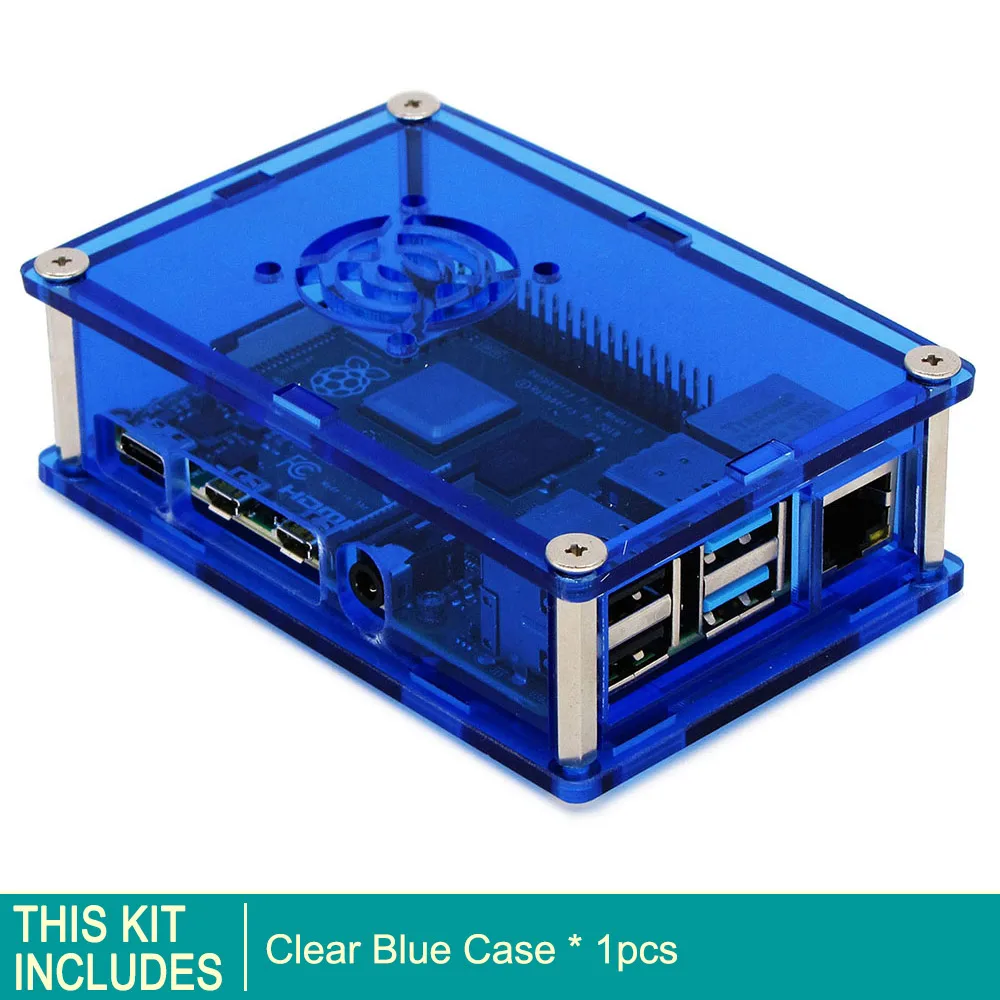 Blue case Корпус C4: прозрачный красный Raspberry PI 4 корпус коробка PI4 Модель B 1 ГБ/2 ГБ/4 ГБ полиметилметакрилатные акриловые крышки корпуса КОРПУСА коробка Raspberry PI 4B - Цвет: Blue case