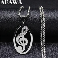 music notes stainless%c2%a0steel pendant necklace womenmen silver color chain necklace jewelry cadenas de acero inoxidab n4277s01