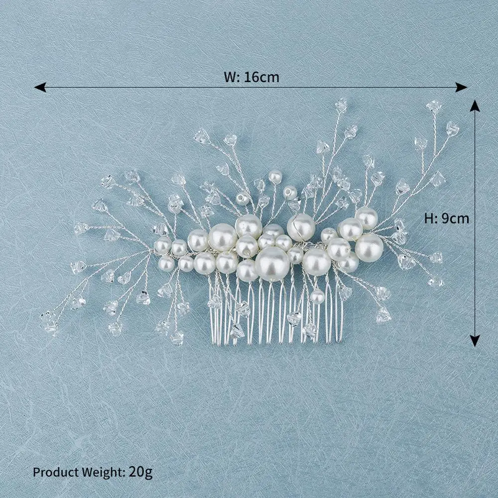 

New Arrival Crystal Women Hair Combs Pearl Wedding Hair Jewelry Accessories Bridal Head Decoration Plant Ornament