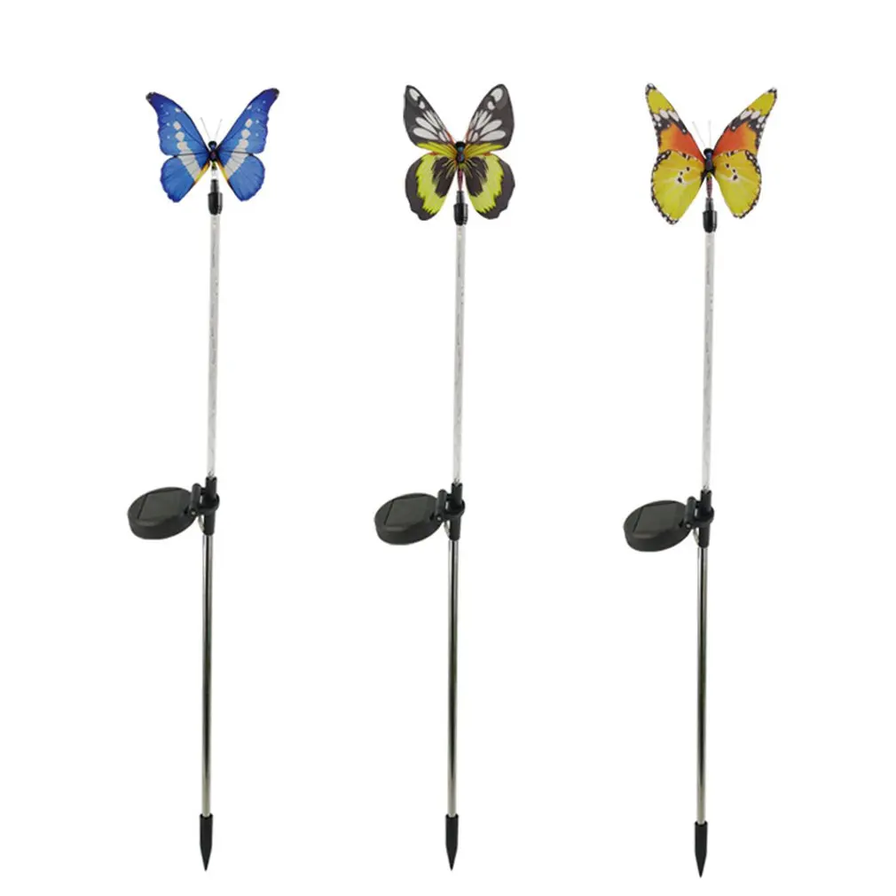 

3pcs Garden Solar Lights Outdoor Solar Butterfly Lights Color Changing LED Stake Light With Waterproof Fiber Decorative Lights
